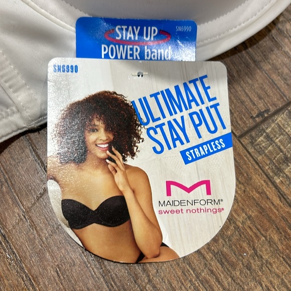 NWT Maidenform White Ultimate Stay Put, Stay Up Power Band Strapless Bra Sz 36D - Picture 13 of 16